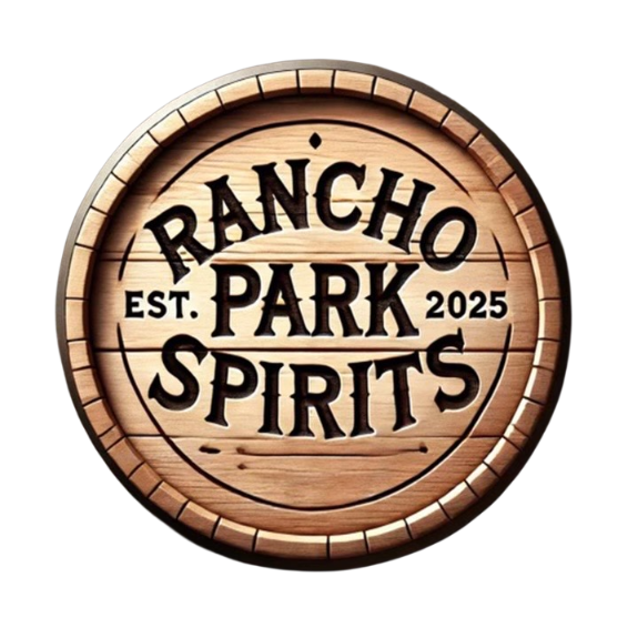 Rancho Park Spirits — wooden bourbon barrel logo, established 2025